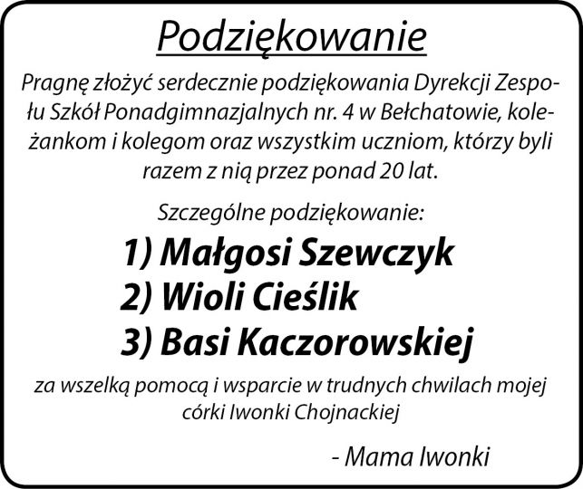 Podziękowania - Zdjęcie główne