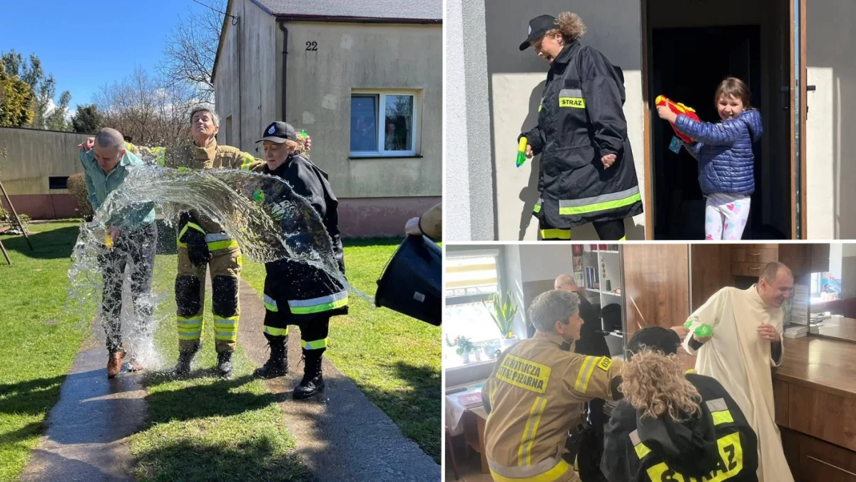 Strażacki lany poniedziałek w Bełchatowie. Śmigus-dyngus jak za dawnych lat [FOTO]