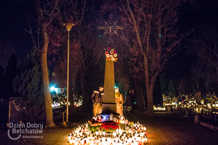 Bełchatowski cmentarz nocą