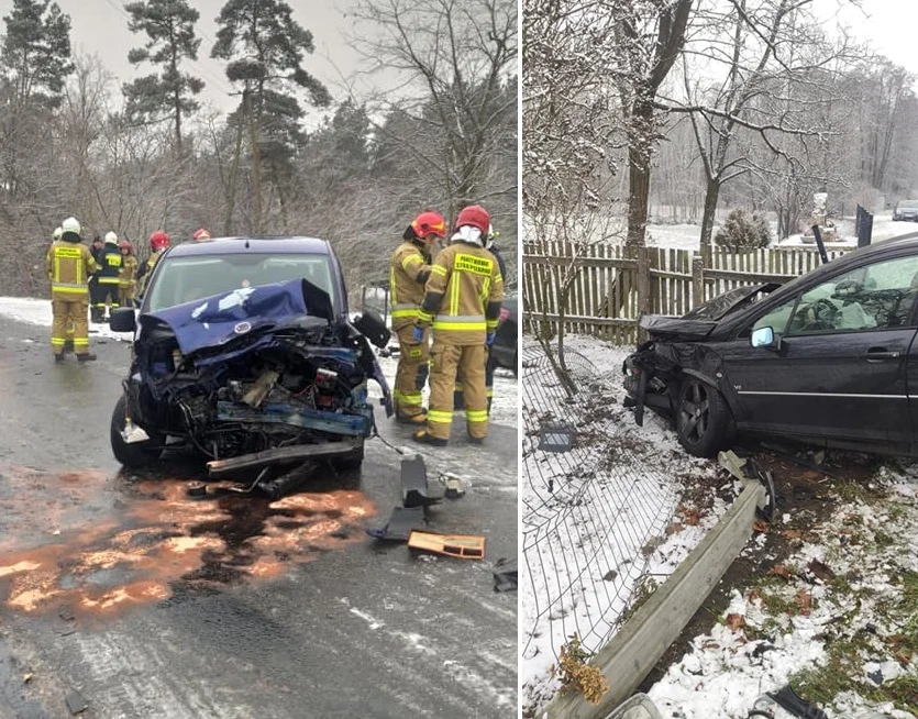 Rozbite auta na drodze, kierowca fiata wpadł w poślizg? [FOTO] - Zdjęcie główne