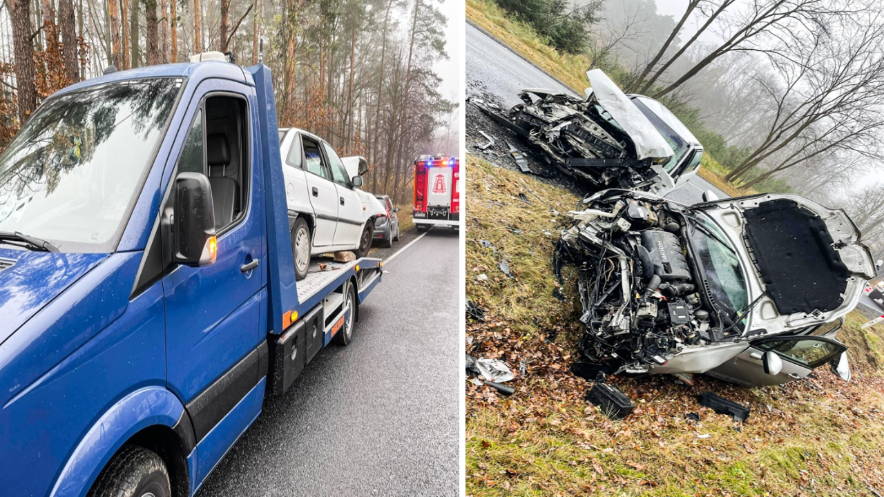 Groźny wypadek pod Bełchatowem. Jedna osoba trafiła do szpitala [FOTO] - Zdjęcie główne