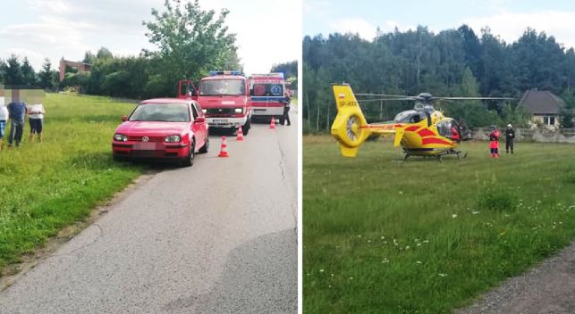 Wypadek pod Bełchatowem. Pijany kierowca, ranna kobieta, śmigłowiec LPR w akcji - Zdjęcie główne