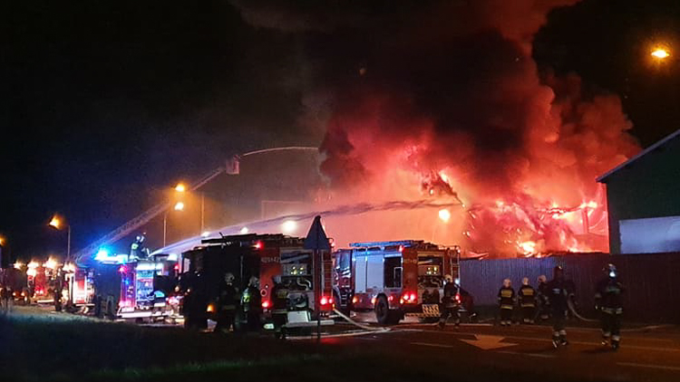 Płonie hala w Bogumiłowie. Kilkanaście zastępów straży walczy z ogniem [FOTO][VIDEO] - Zdjęcie główne