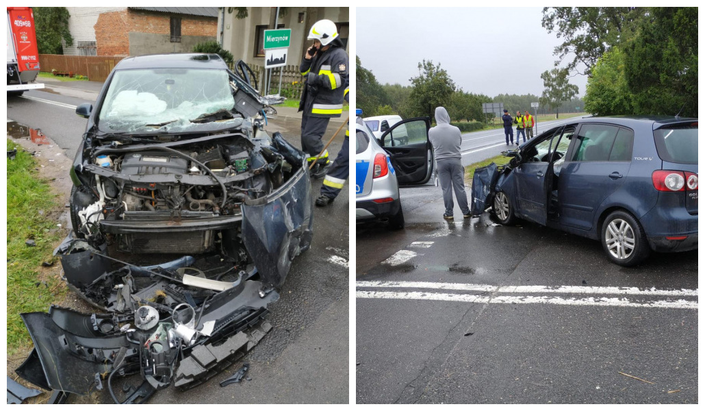 Groźny wypadek w Mierzynowie. Osobówka nie ustąpiła pierwszeństwa scanii [FOTO] - Zdjęcie główne