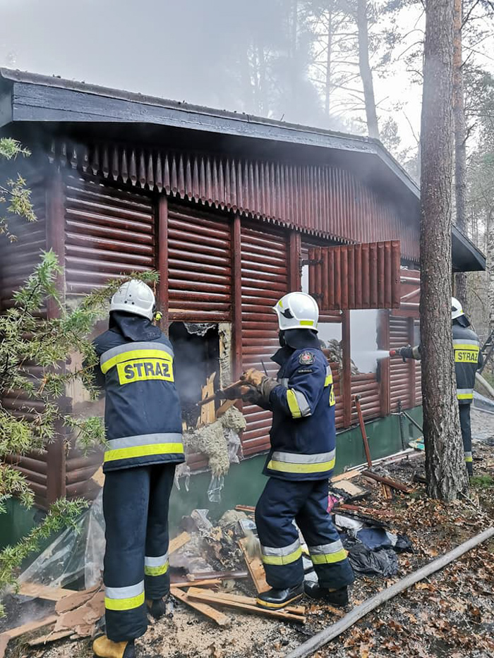 pożar domku letniskowego w gminie Zelów