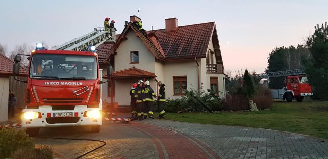 Płonął dom pod Zelowem. 9 zastępów straży pożarnej w 4-godzinnej akcji [FOTO] - Zdjęcie główne