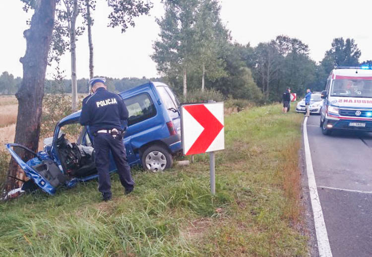 Rozpędzony peugeot uderzył w drzewo. Nie żyje 39-letni kierowca - Zdjęcie główne