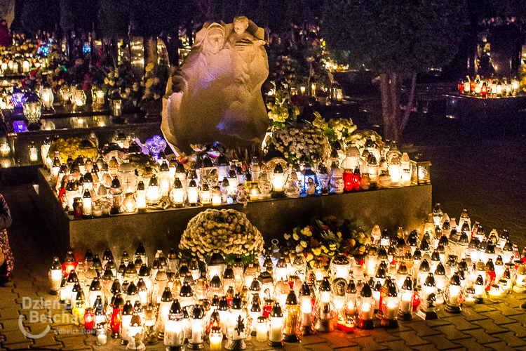 Bełchatowski cmentarz nocą