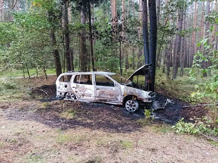 Pijany kierowca uderzył w drzewo. Auto spłonęło