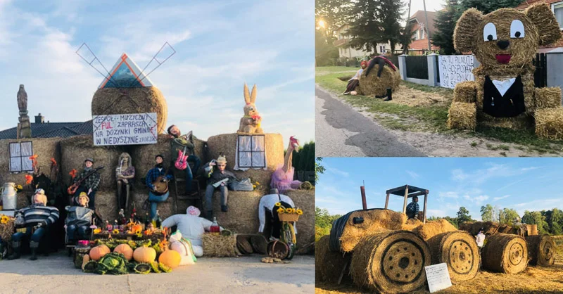 Mieszkańcy wykazali się poczuciem humoru. Zobacz dożynkowe „witacze” [FOTO] - Zdjęcie główne