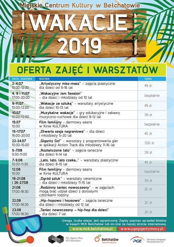 Wakacje 2019 z Miejskim Centrum Kultury - Zdjęcie główne