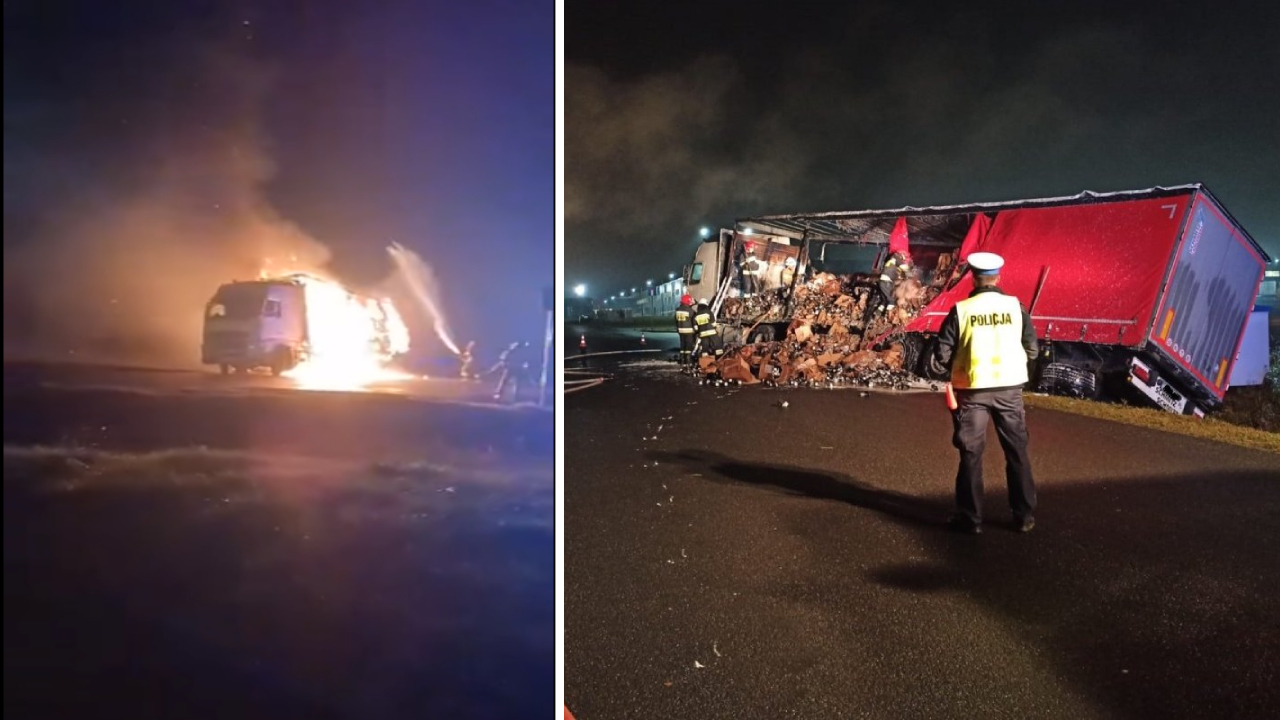 Ciężarówka płonęła przy drodze. Kierowca biesiadował w pobliskim barze [FOTO][WIDEO] - Zdjęcie główne