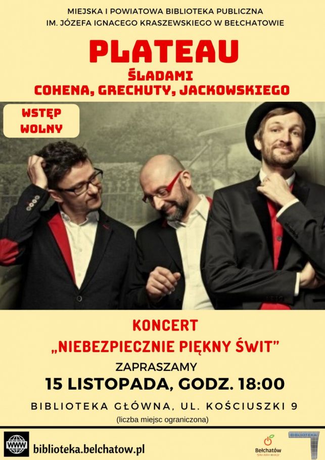 Koncert PLATEAU śladami : Cohena, Grechuty i Jackowskiego - Zdjęcie główne