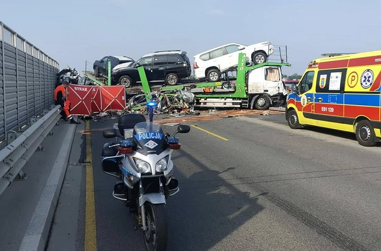 Śmiertelny wypadek na A1 koło Piotrkowa. Droga zablokowana, wyznaczono objazdy [FOTO] - Zdjęcie główne