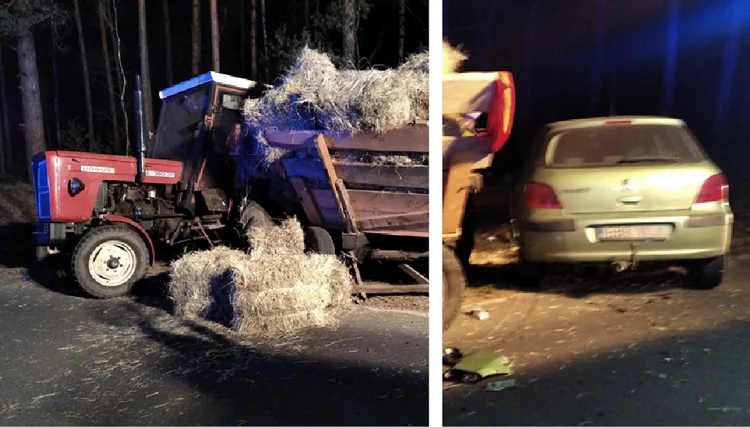 Osobówka zderzyła się z ciągnikiem. Rolnik trafił do szpitala [FOTO] - Zdjęcie główne