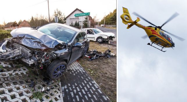 Zmasakrowane auta w zderzeniu pod Szczercowem. Helikopter ratunkowy w akcji [FOTO] - Zdjęcie główne