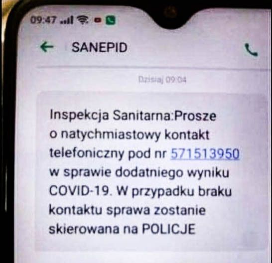 Dostałeś takiego SMS-a od sanepidu? Pod żadnym pozorem nie dzwoń na wskazany numer! - Zdjęcie główne