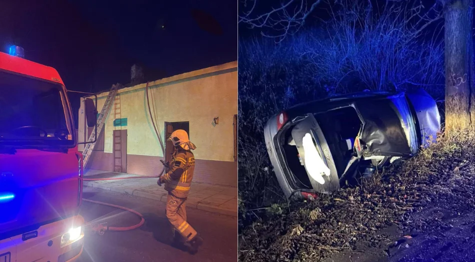 Wypadek drogowy i pożar jednego dnia. Intensywny dzień dla OSP - Zdjęcie główne