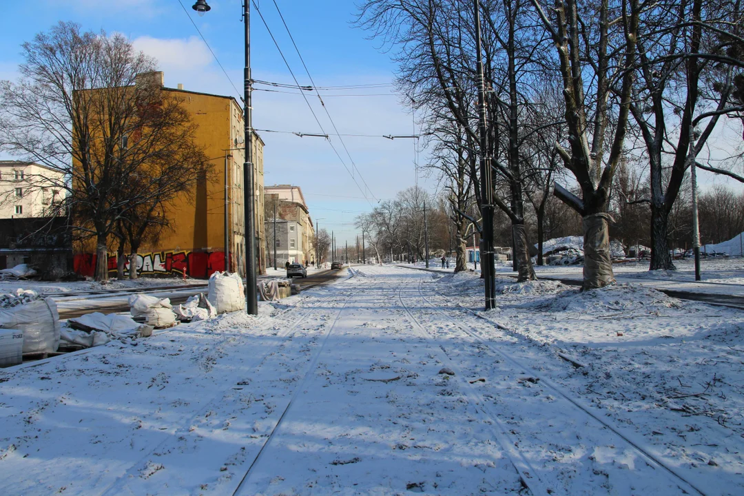 Trwa budowa ul. Wojska Polskiego w Łodzi - stan prac na 12.01.2024 r.