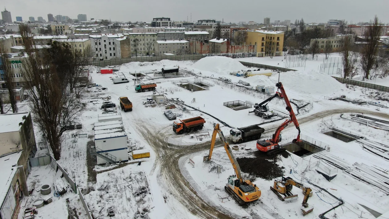 Budowa tunelu kolejowego pod Łodzią - stan na 15 stycznia 2024 r.