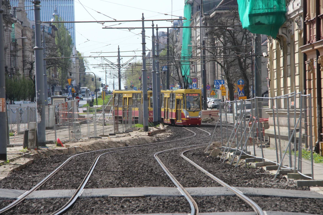 Tymczasowe torowisko w centrum Łodzi