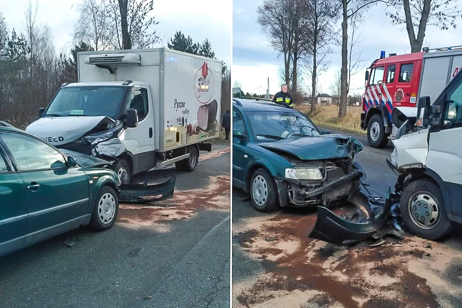 Kobieta wjechała volkswagenem w „dostawczaka”. Groźne zderzenie na skrzyżowaniu [FOTO] - Zdjęcie główne