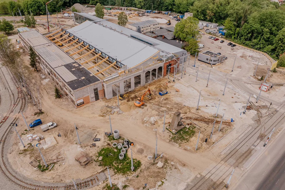 Przebudowa zajezdni tramwajowej Chocianowice - stan na maj 2024 r.