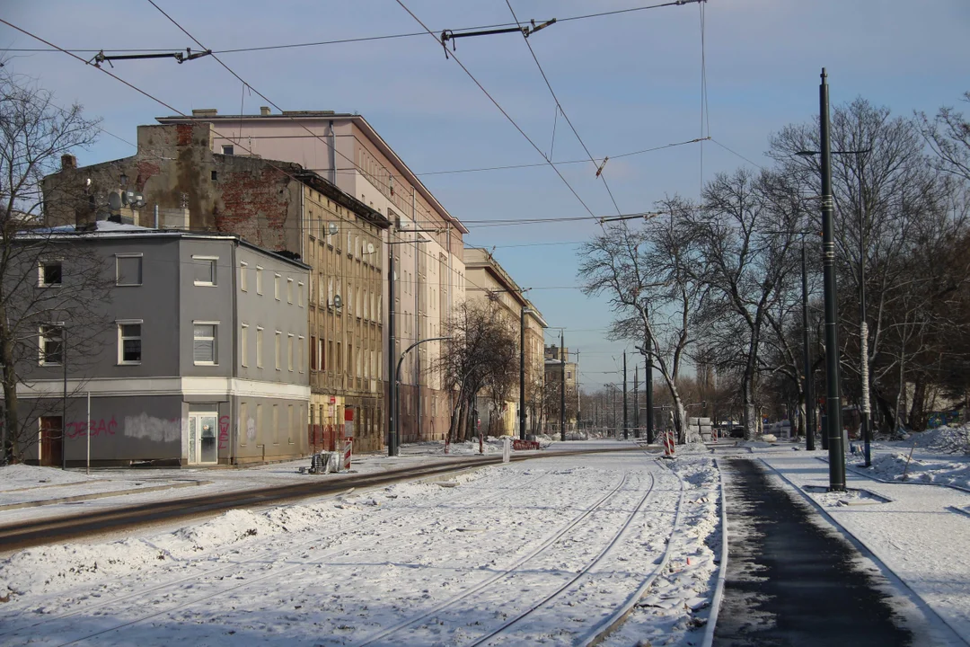 Trwa budowa ul. Wojska Polskiego w Łodzi - stan prac na 12.01.2024 r.