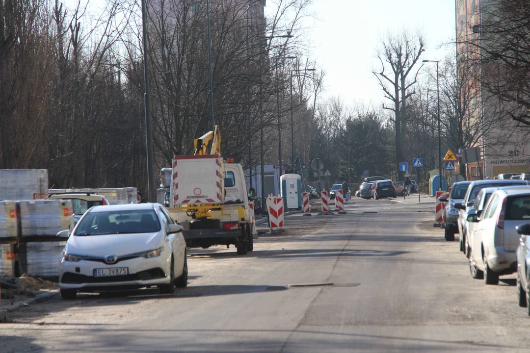 Przebudowa ulicy Inowrocławskiej w Łodzi - stan na 30.01.2024 r.