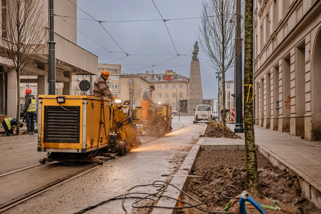 Pierwsze tramwaje na ulicy Legionów w Łodzi