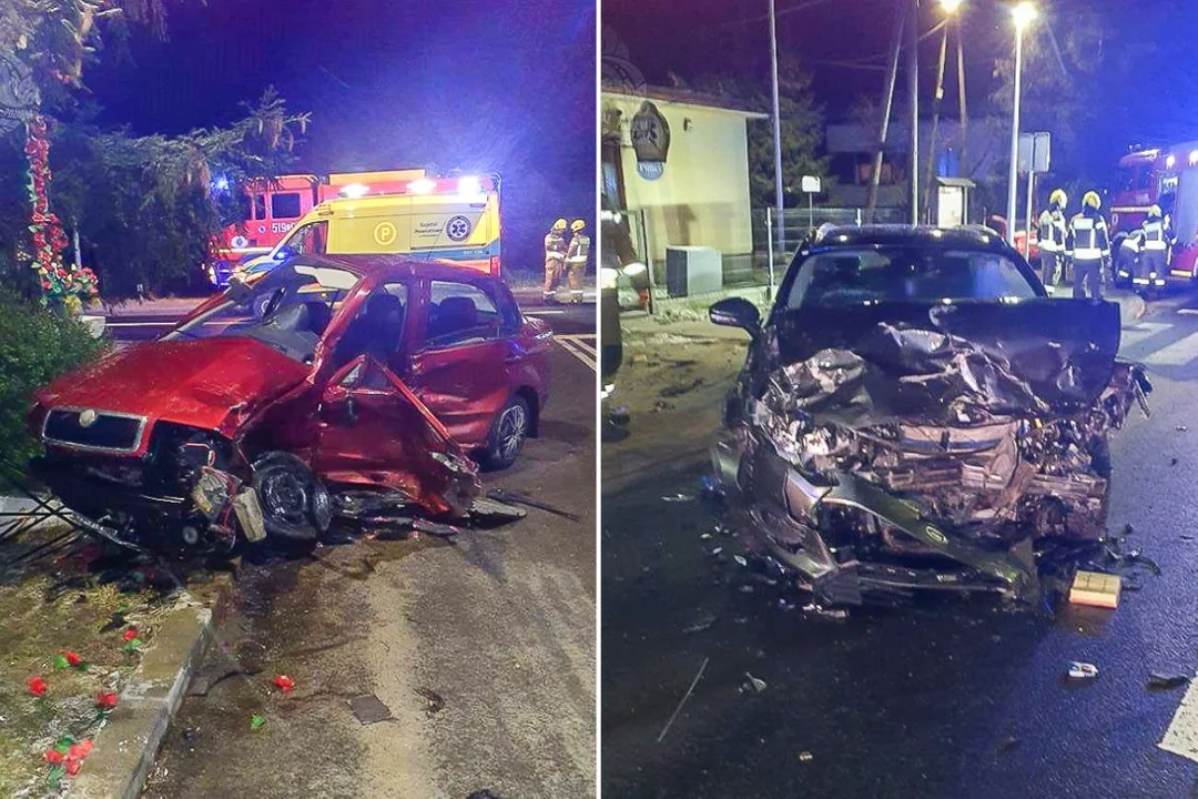 Wypadek na drodze niedaleko Bełchatowa. Dwie osoby zostały poważnie ranne [FOTO] - Zdjęcie główne