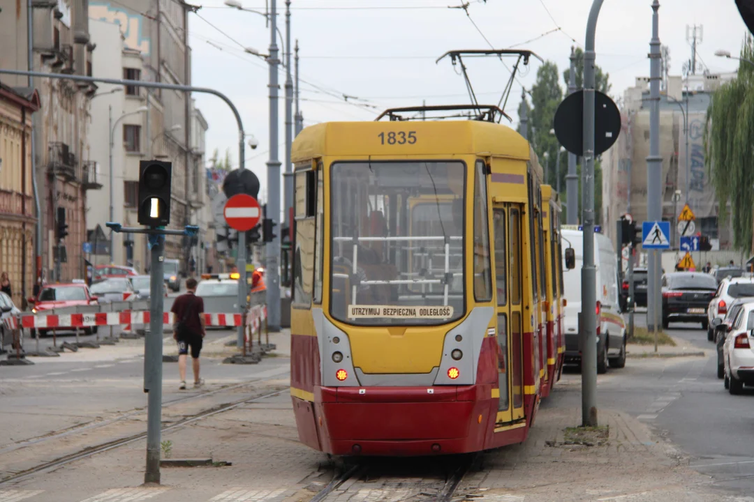 Zatrzymanie ruchu tramwajów na ul. Zachodniej w Łodzi - 12.07.2023