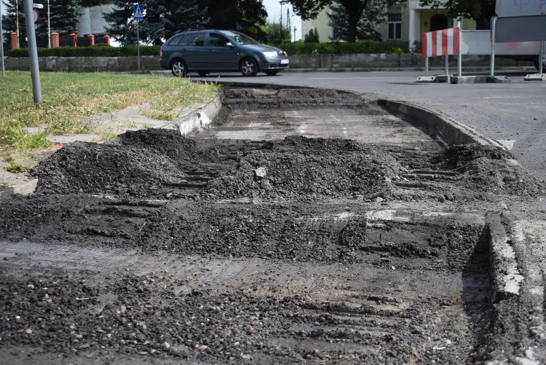 Ulica Dąbrowskiego w Zgierzu w remoncie