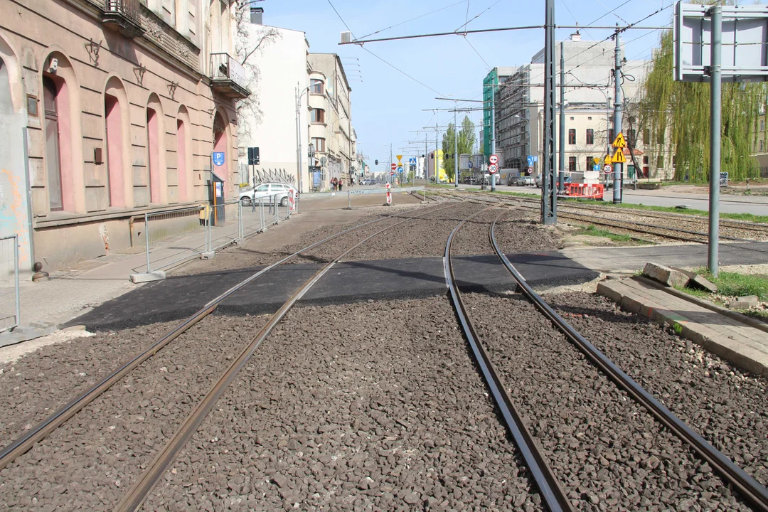 Tymczasowe torowisko w centrum Łodzi