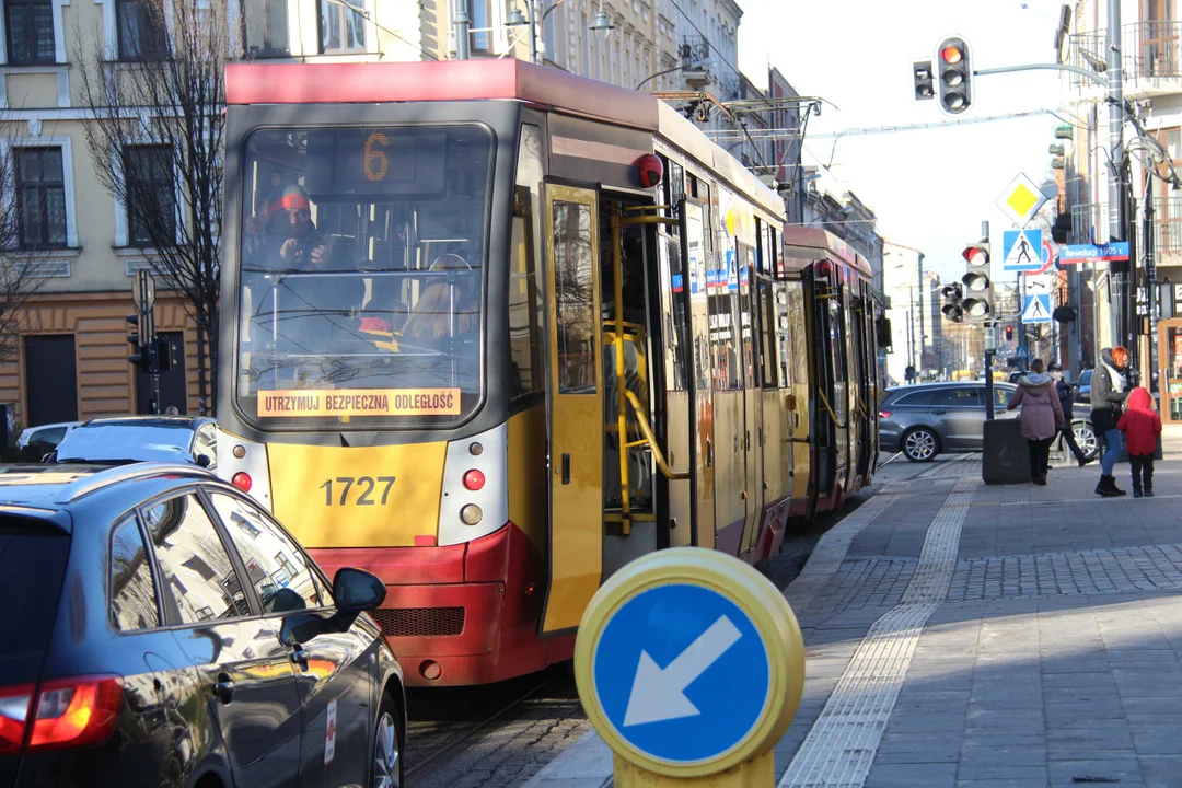 Ulica Kilińskiego główną ulicą podczas objazdu tramwajów MPK Łódź