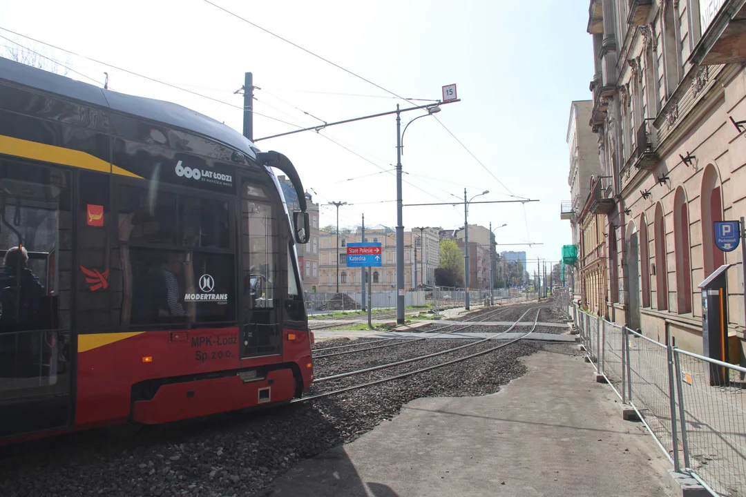 Tymczasowe torowisko w centrum Łodzi