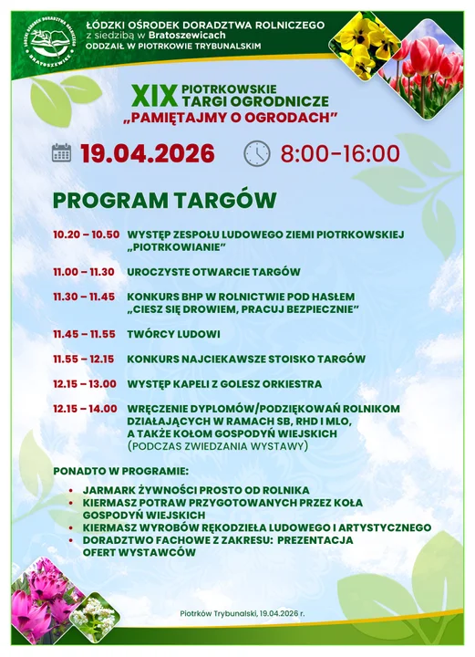 Targi Pamiętajmy o ogrodach Piotrków program