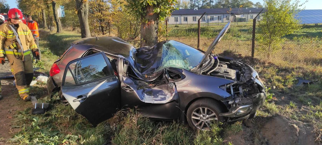 Wypadek na dk60. Kobieta wioząca dwójkę dzieci wypadła z drogi [ZDJĘCIA] - Zdjęcie główne