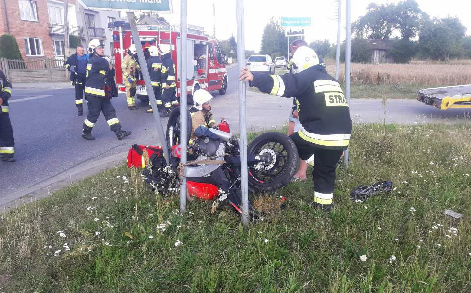 wypadek z motocyklistą polichno