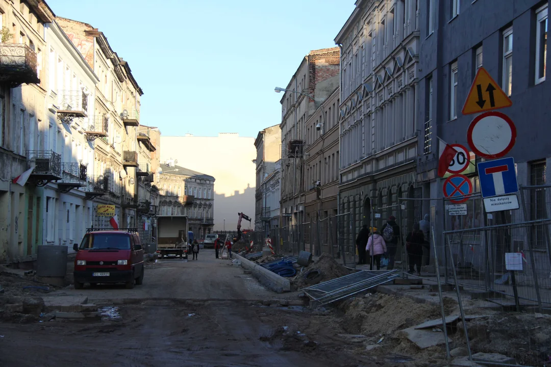 Przebudowa ulicy Legionów w Łodzi - stan na 22.11.2023 r.