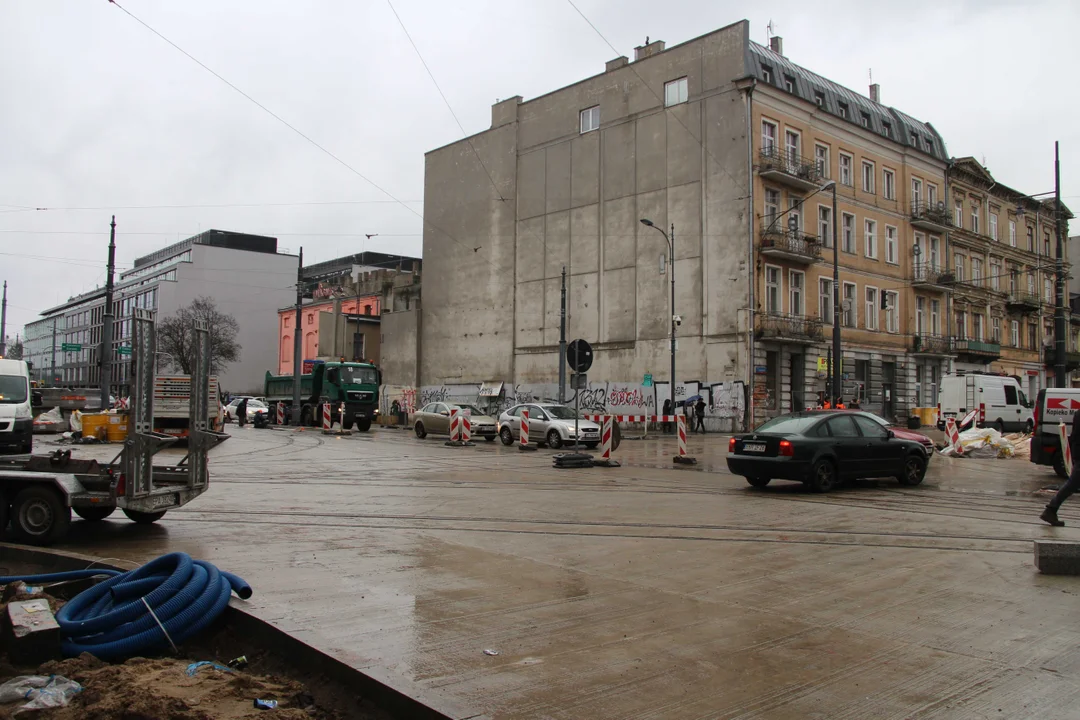 Przebudowa ulicy Legionów w Łodzi - stan na 5.02.2024 r.