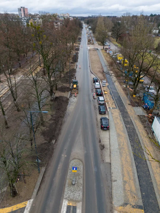 Przebudowa ulicy Wojska Polskiego w Łodzi - stan na luty 2024 r.