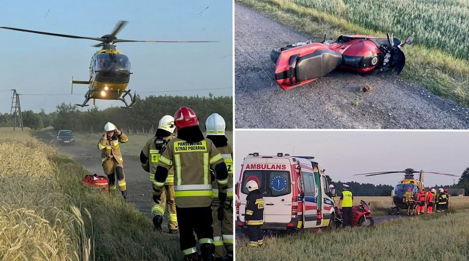 Groźny wypadek motocyklisty, kilkukrotnie koziołkował. Na miejscu lądował helikopter LPR [FOTO] - Zdjęcie główne