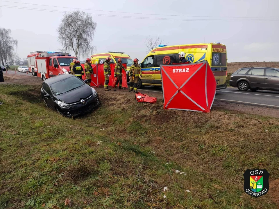 Wypadek pod Płockiem. Kierowca jest w stanie ciężkim - Zdjęcie główne