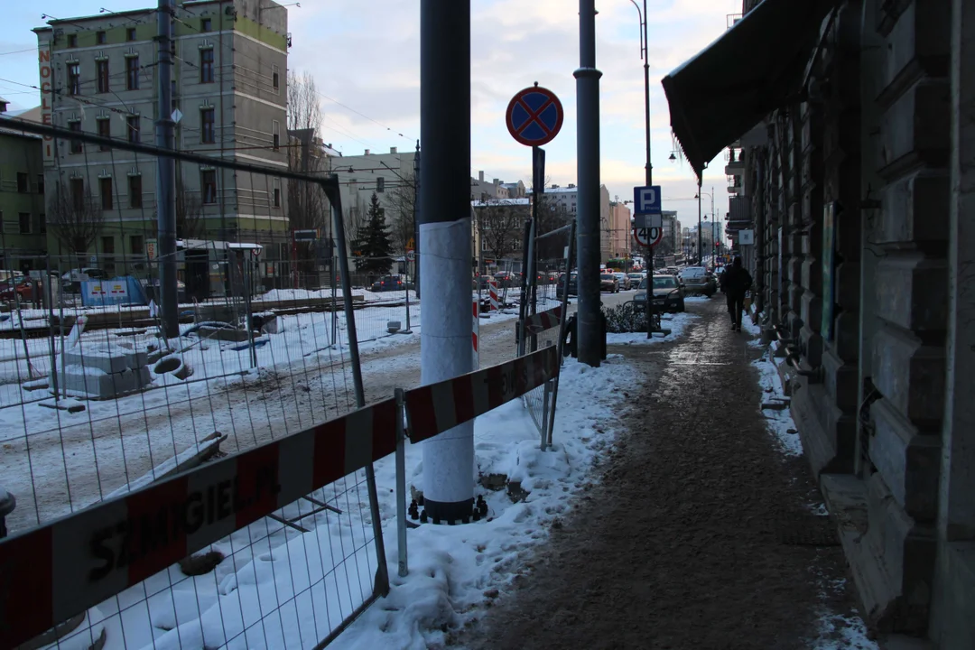 Remont ulicy Legionów w Łodzi - stan na 16.01.2024 r.