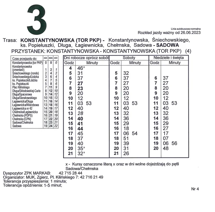 Zmiana rozkładu jazdy komunikacji miejsckiej w Zgierzu