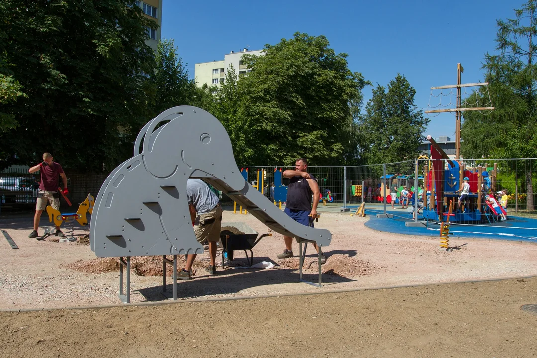 W Płocku powstaje plac zabaw. Są m.in. słoń, konik, żyrafa i ważka - Zdjęcie główne