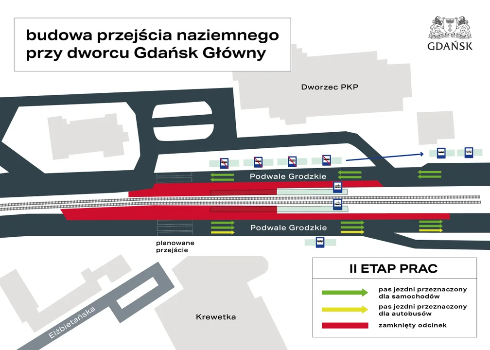 Mapka przejście naziemne dworzec II etap