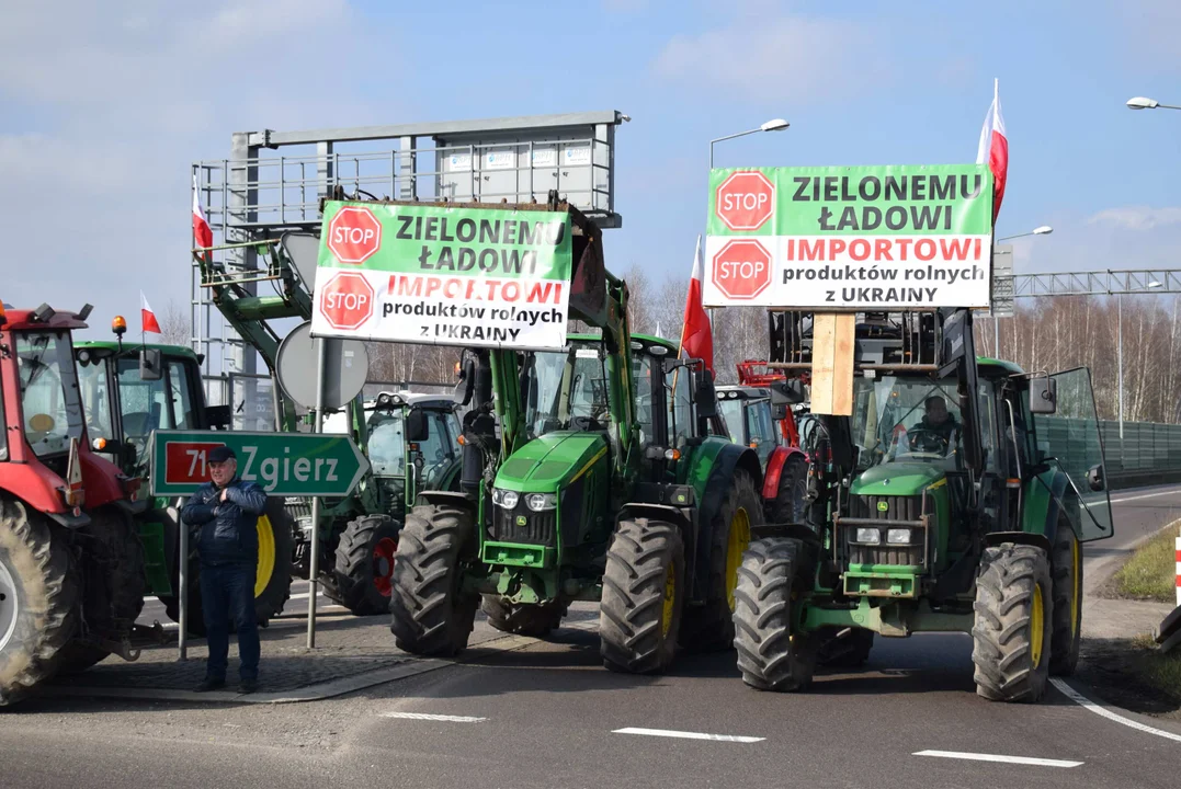 Protest rolników w Sosnowcu k. Strykowa