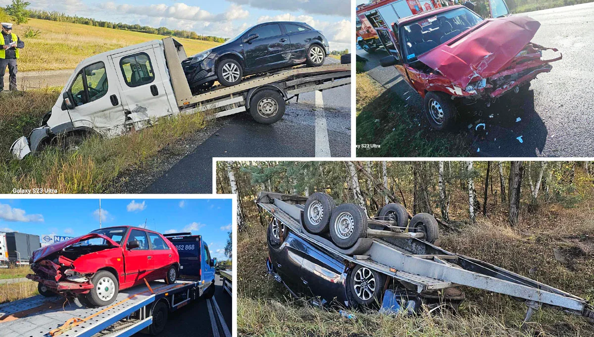 Groźny wypadek pod Szczercowem. Dwie osoby trafiły do szpitala [FOTO] - Zdjęcie główne